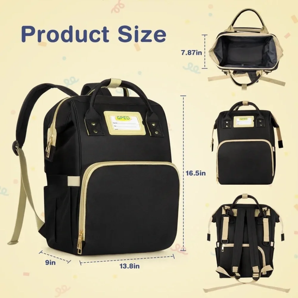 GPED Multifunction Diaper Bag Backpack with Insulated Pockets